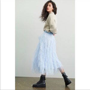 Sky blue ruffled tiered skirt Anthropologie